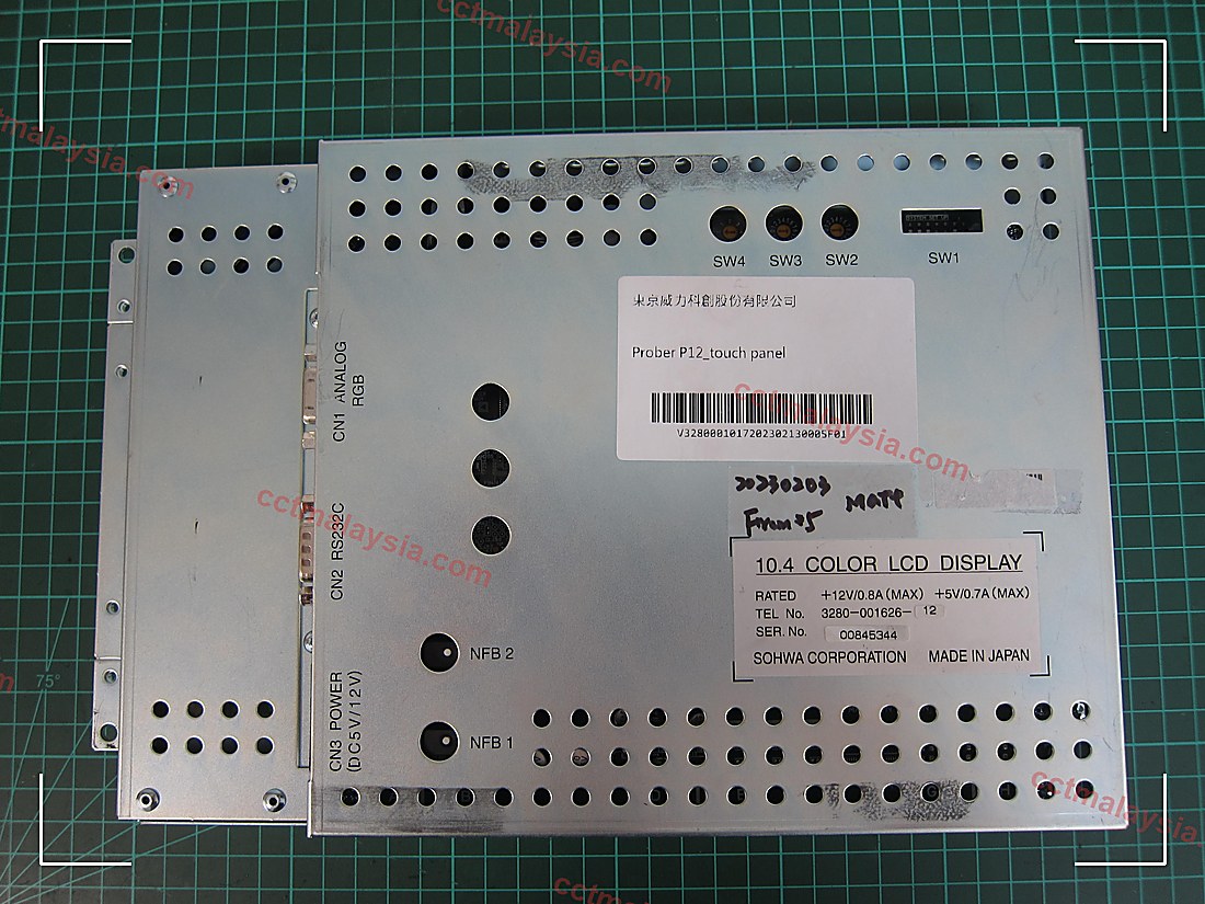 Rear of the LCD assembly — TEL part label